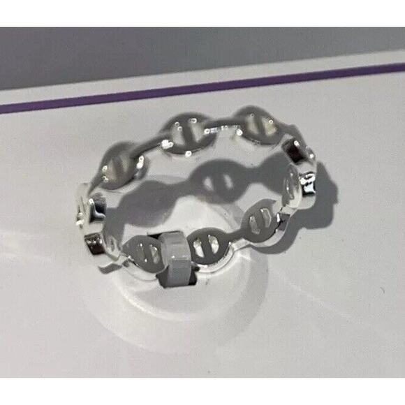 Rhodium Plated Chain Link Ring (Size 6) Style Women's Fashion Everyday Wear NEW - Picture 2 of 8